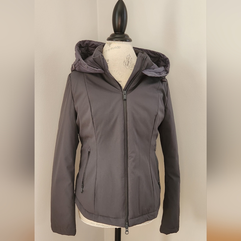 BOMBOOGIE women winter puffer grey hooded jacket size M - Picture 5 of 9